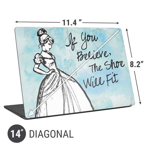 Disney Cinderella Sketch Art Shoe Will Fit Universal Laptop 14in (11.4 x 8.2in) Skin