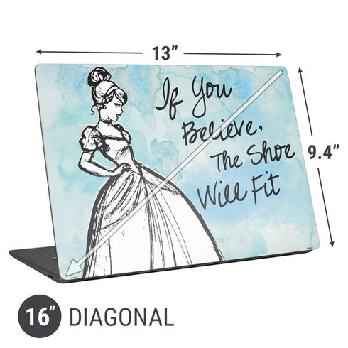 Disney Cinderella Sketch Art Shoe Will Fit Universal Laptop 16in (13 x 9.4in) Skin