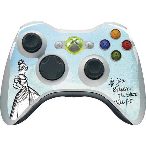 Disney Cinderella Sketch Art Shoe Will Fit Xbox 360 Wireless Controller Skin