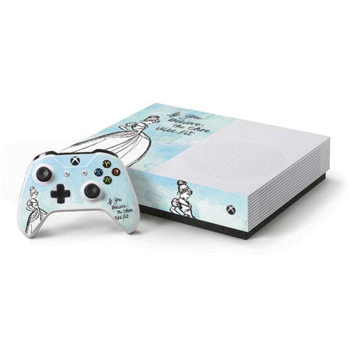 Disney Cinderella Sketch Art Shoe Will Fit Xbox One S All-Digital Edition Bundle Skin