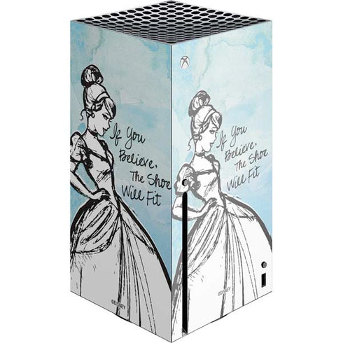 Disney Cinderella Sketch Art Shoe Will Fit Xbox Series X Console Skin