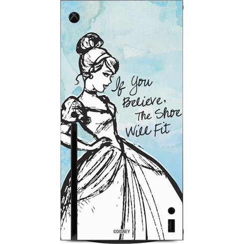 Disney Cinderella Sketch Art Shoe Will Fit Xbox Series X Console Skin