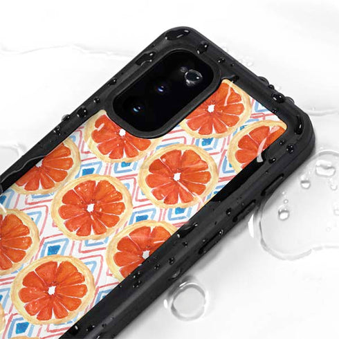 Bouffants and Broken Hearts Citrus Geo Galaxy S20 Waterproof Case
