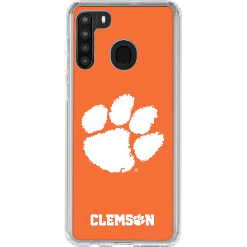 Clemson University Tiger Print Galaxy A21 Clear Case