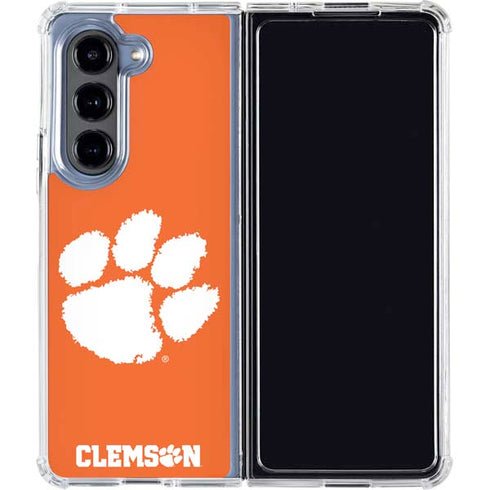 Clemson University Tiger Print Galaxy Z Fold5 5G Clear Case