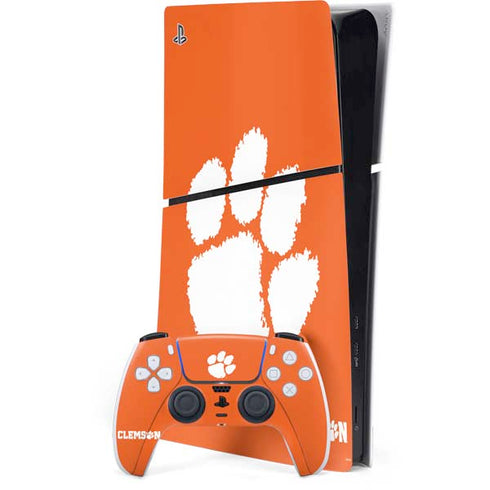 Clemson University Tiger Print PS5 Slim Digital Edition Bundle Skin