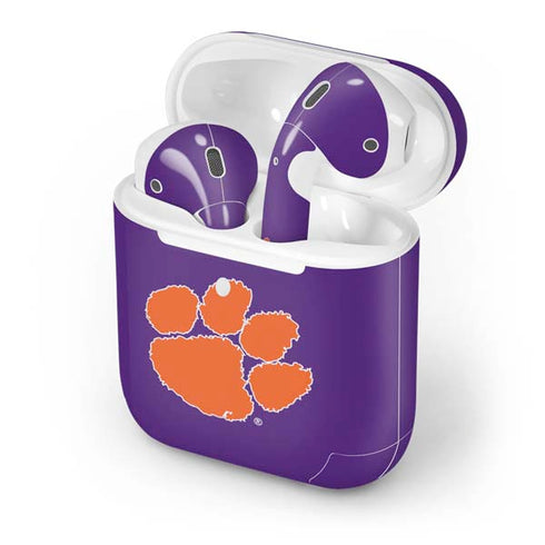 Clemson University Tiger Print Purple Apple AirPods 2 Skin