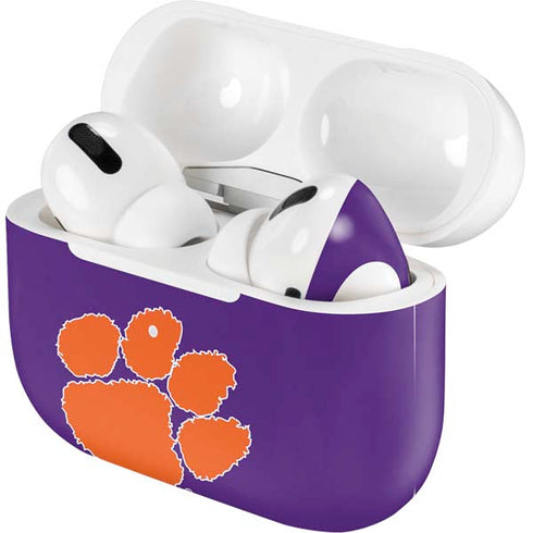 Clemson University Tiger Print Purple Apple AirPods Pro Skin