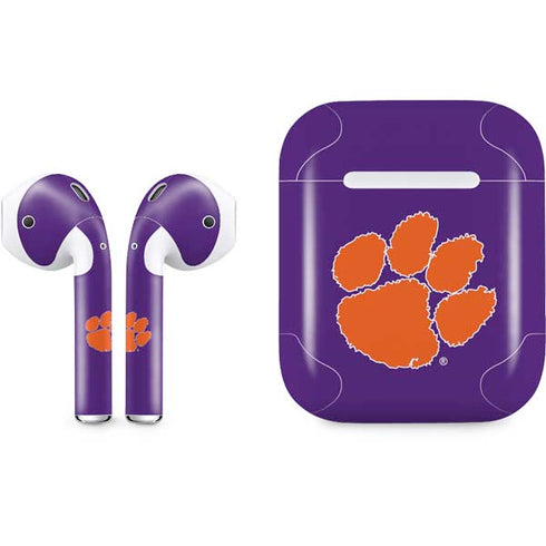 Clemson University Tiger Print Purple Apple AirPods Skin