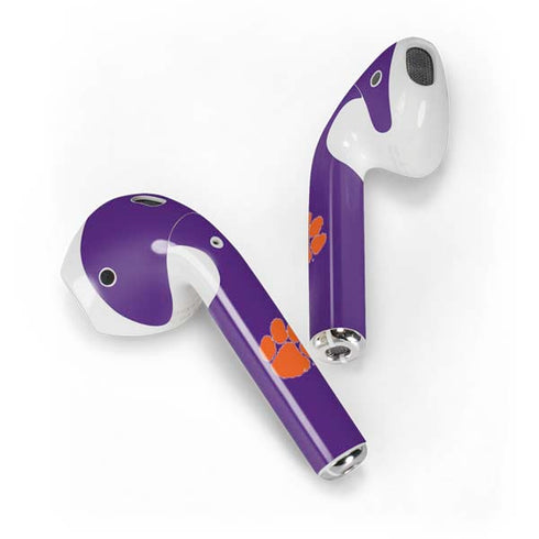 Clemson University Tiger Print Purple Apple AirPods Skin