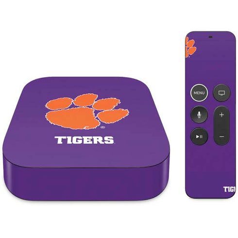 Clemson University Tiger Print Purple Apple TV Skin