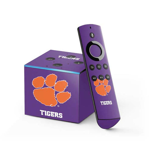 Clemson University Tiger Print Purple Fire TV Cube Skin
