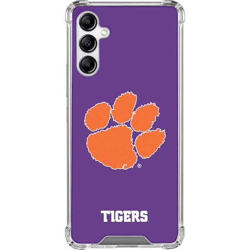 Clemson University Tiger Print Purple Galaxy A15 5G Clear Case