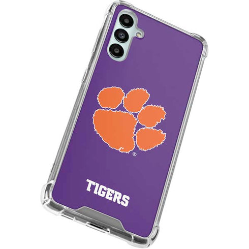 Clemson University Tiger Print Purple Galaxy A15 5G Clear Case
