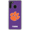 Clemson University Tiger Print Purple Galaxy A21 Clear Case