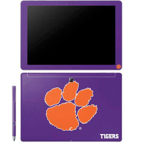 Clemson University Tiger Print Purple Galaxy Book 12in Skin
