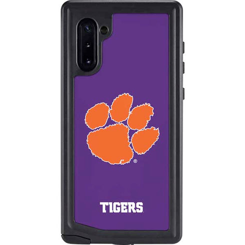 Clemson University Tiger Print Purple Galaxy Note 10 Waterproof Case