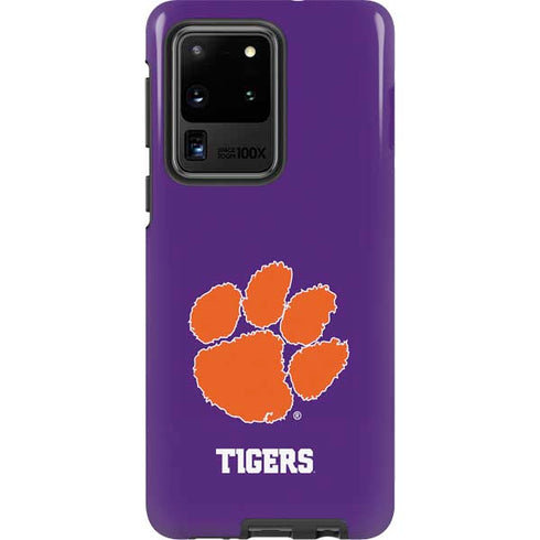 Clemson University Tiger Print Purple Galaxy S20 Ultra 5G Pro Case