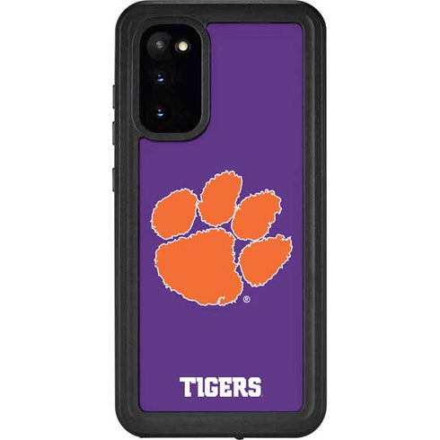 Clemson University Tiger Print Purple Galaxy S20 Waterproof Case