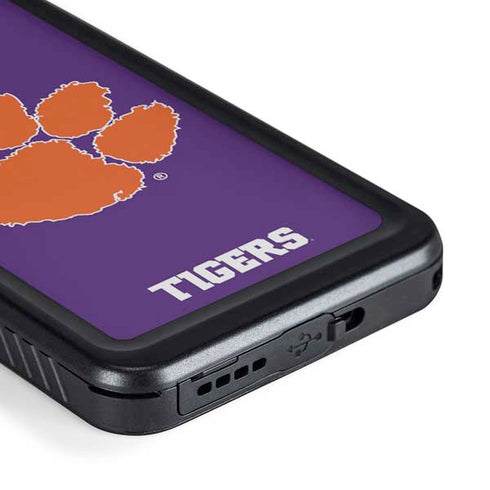 Clemson University Tiger Print Purple Galaxy S23 Waterproof Case