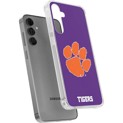 Clemson University Tiger Print Purple Galaxy S24 Plus Clear Case