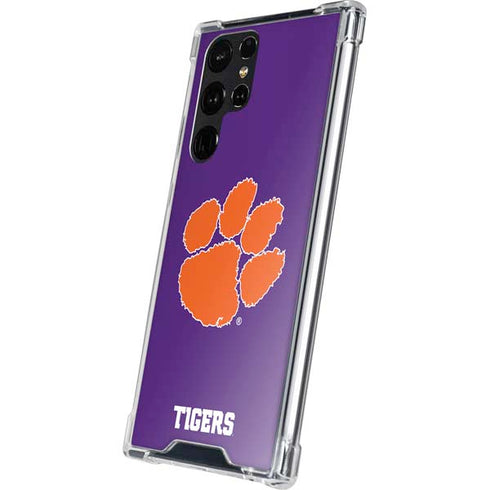 Clemson University Tiger Print Purple Galaxy S24 Ultra Clear Case
