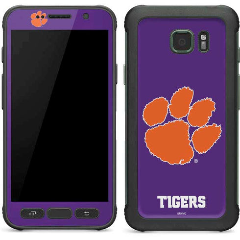 Clemson University Tiger Print Purple Galaxy S7 Active Skin