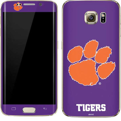 Clemson University Tiger Print Purple Galaxy S7 Edge Skin