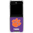 Clemson University Tiger Print Purple Galaxy Z Flip5 5G Clear Case
