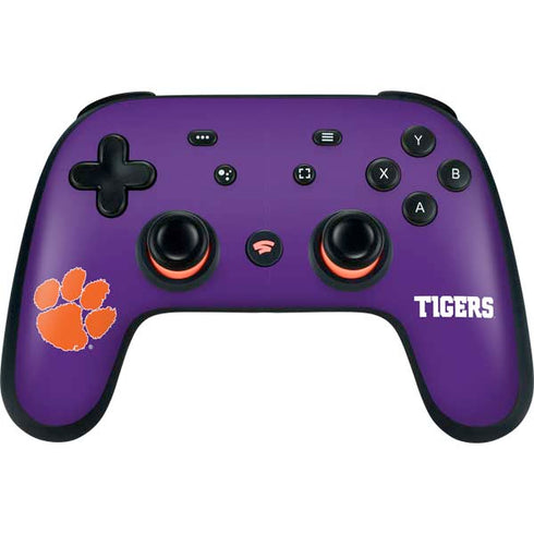 Clemson University Tiger Print Purple Google Stadia Controller Skin