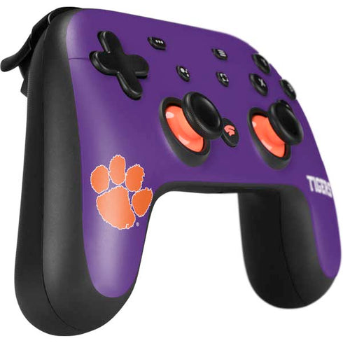 Clemson University Tiger Print Purple Google Stadia Controller Skin