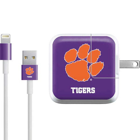 Clemson University Tiger Print Purple iPad Charger (10W USB) Skin