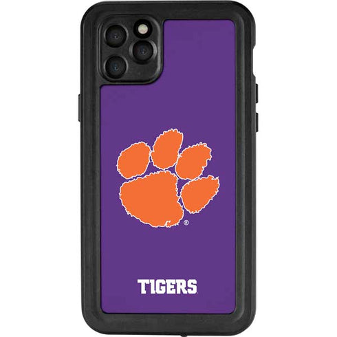 Clemson University Tiger Print Purple iPhone 11 Pro Max Waterproof Case