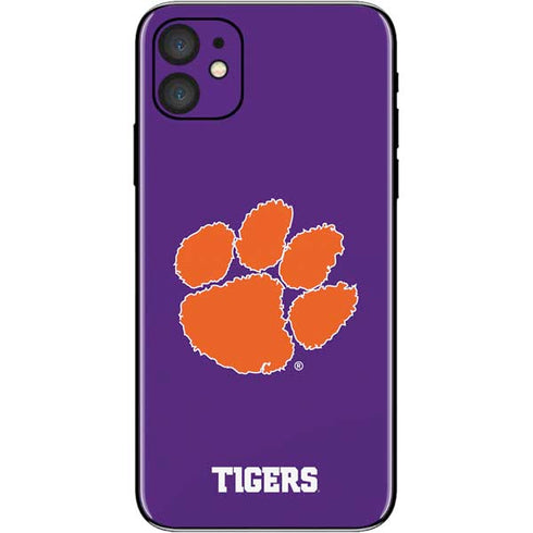 Clemson University Tiger Print Purple iPhone 11 Skin