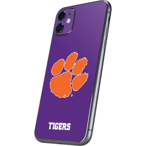 Clemson University Tiger Print Purple iPhone 11 Skin