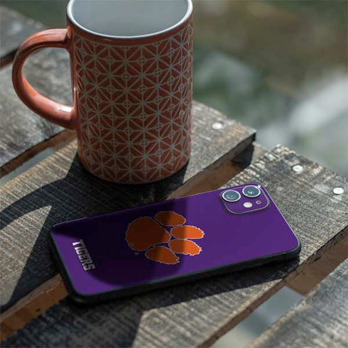 Clemson University Tiger Print Purple iPhone 11 Skin