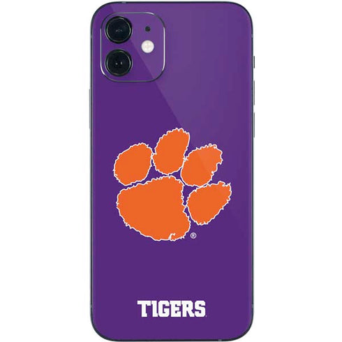 Clemson University Tiger Print Purple iPhone 12 Mini Skin