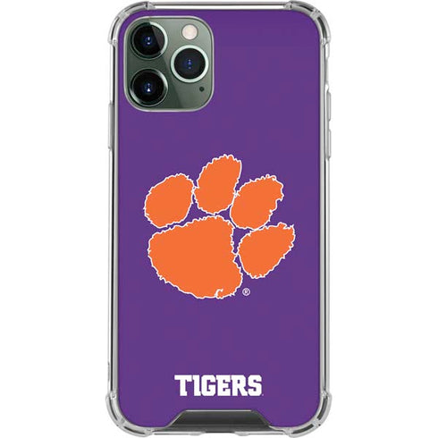 Clemson University Tiger Print Purple iPhone 12 Pro Clear Case