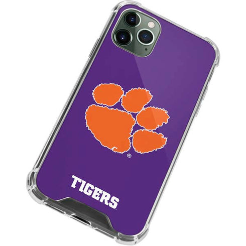 Clemson University Tiger Print Purple iPhone 12 Pro Clear Case