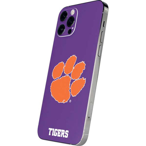 Clemson University Tiger Print Purple iPhone 12 Pro Max Skin