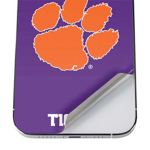 Clemson University Tiger Print Purple iPhone 12 Pro Max Skin