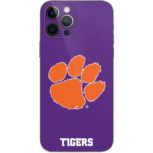 Clemson University Tiger Print Purple iPhone 12 Pro Skin