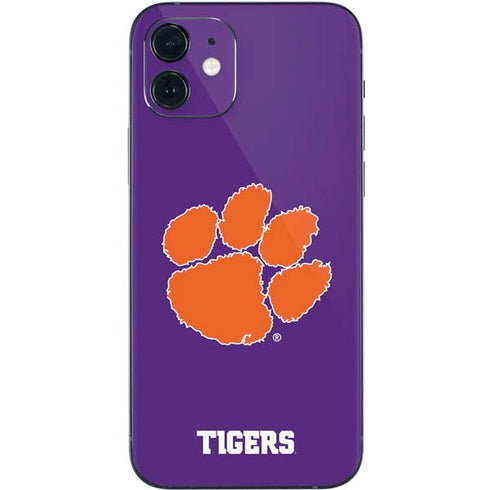 Clemson University Tiger Print Purple iPhone 12 Skin