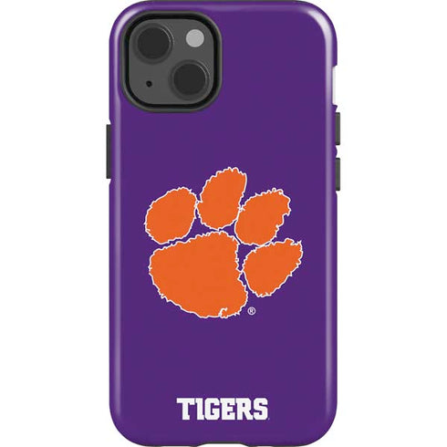Clemson University Tiger Print Purple iPhone 15 Impact Case