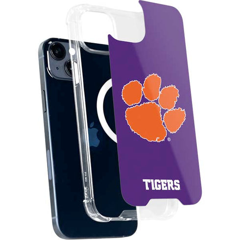 Clemson University Tiger Print Purple iPhone 15 Plus MagSafe Case