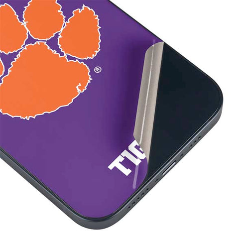 Clemson University Tiger Print Purple iPhone 15 Plus Skin