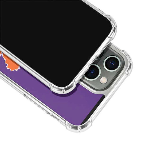 Clemson University Tiger Print Purple iPhone 15 Pro Clear Case
