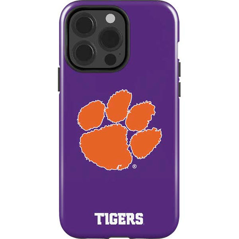 Clemson University Tiger Print Purple iPhone 15 Pro Impact Case
