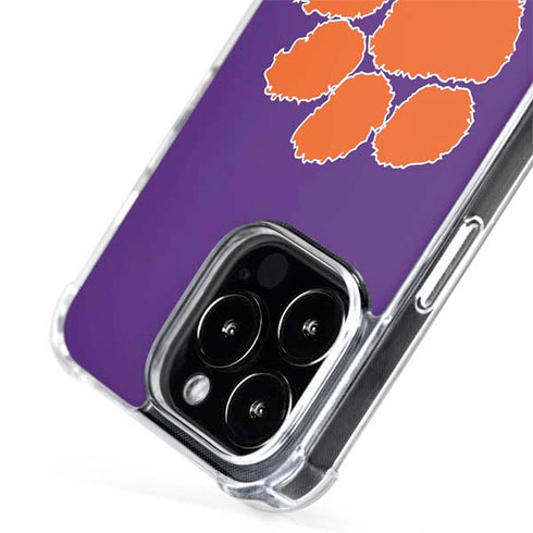 Clemson University Tiger Print Purple iPhone 15 Pro MagSafe Case