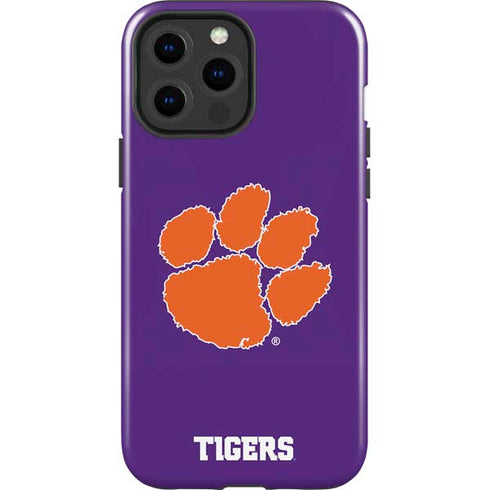Clemson University Tiger Print Purple iPhone 15 Pro Max Impact Case